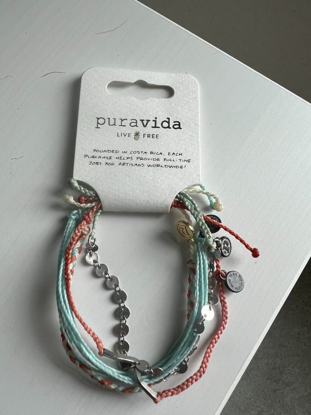Pura Vida 4 bracelet style pack - blue and coral